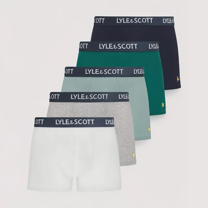 Hot Lyle And Scott Vintage Herre Miller Five Pack Trunks Mørk Oliven/Sort/Lys Hvid/Marineblå/Gråmeleret Flerfarvet