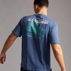Sale Napapijri Herre Mirada T-shirt med grafik bagpå Blue Infinity Blå