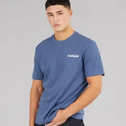 Sale Napapijri Herre Mirada T-shirt med grafik bagpå Blue Infinity Blå