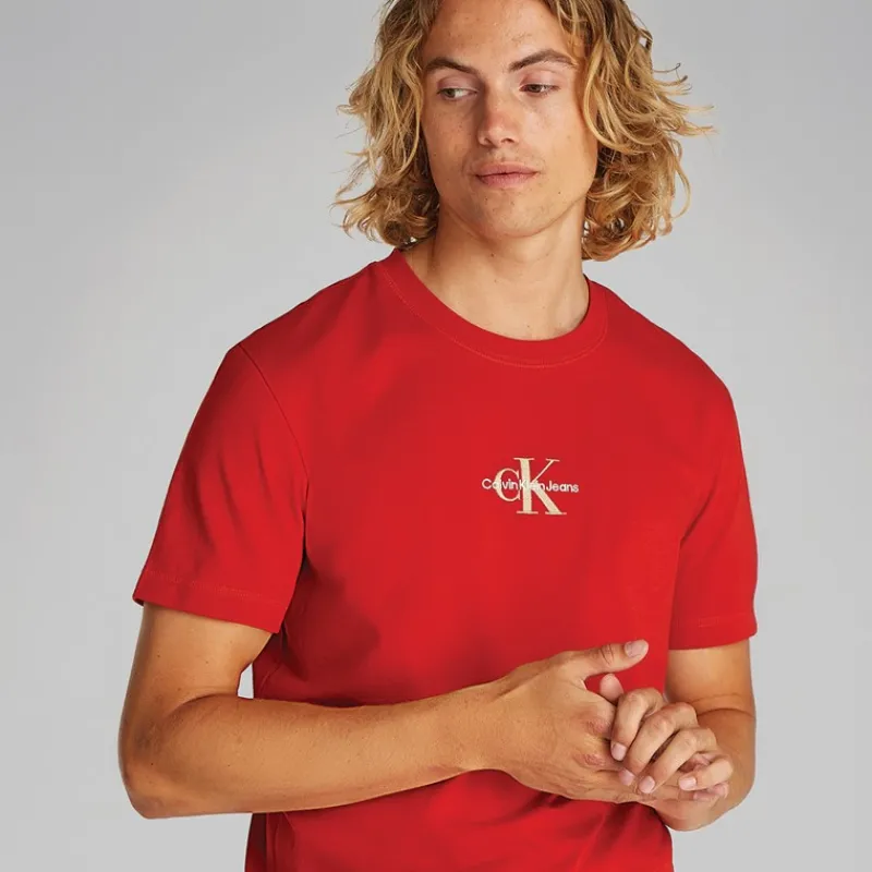 New Calvin Klein Jeans Herre Monologo T-shirt Dyb Magma