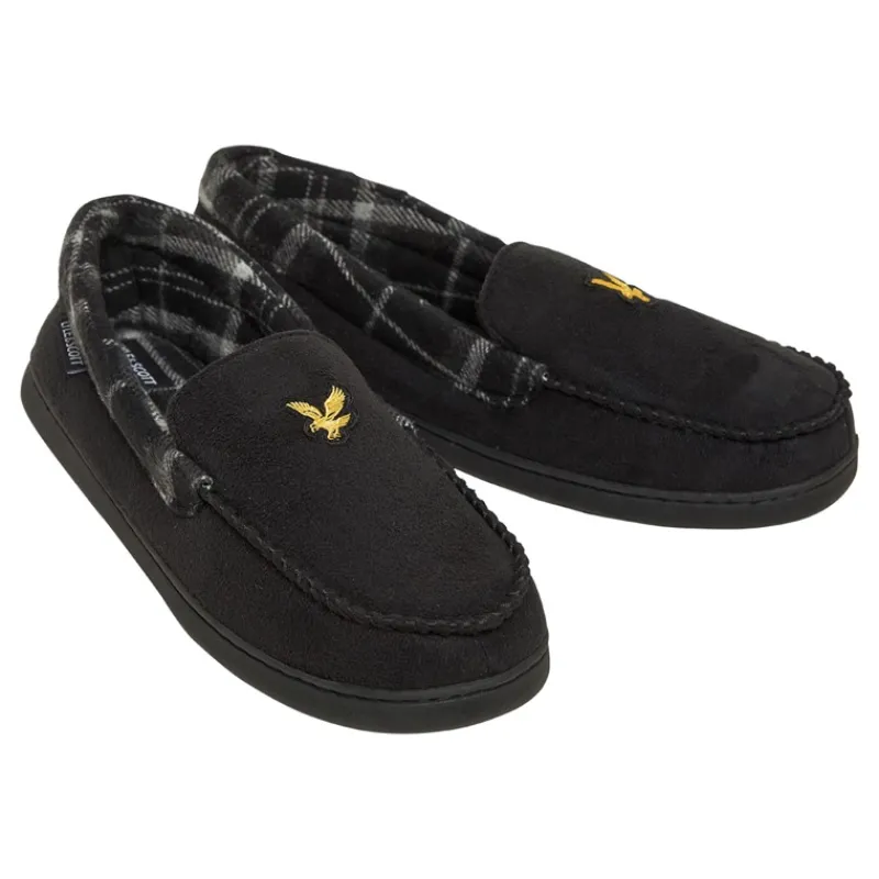 Clearance Lyle And Scott Vintage Herre Montague Mocassin-Tøfler /​Grå Tjek Sort