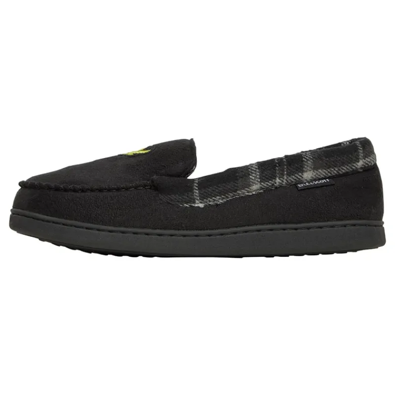 Clearance Lyle And Scott Vintage Herre Montague Mocassin-Tøfler /​Grå Tjek Sort