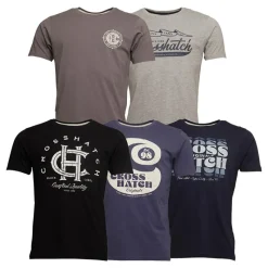 Sale Crosshatch Herre Morath 5-pak T-shirts Sort/​Mørkegrå/​Grå Melange/​Marineblå/​Jeans Blå