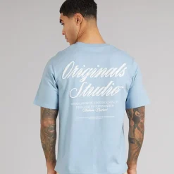 JACK & JONES Herre Norrebro Typo T-shirt Skyway Lyseblå