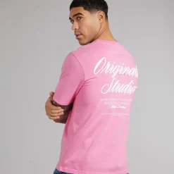 Discount JACK & JONES Herre Norrebro Typo T-shirt Prismer Rosa Lyserød
