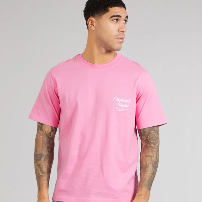 Discount JACK & JONES Herre Norrebro Typo T-shirt Prismer Rosa Lyserød