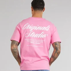 Discount JACK & JONES Herre Norrebro Typo T-shirt Prismer Rosa Lyserød