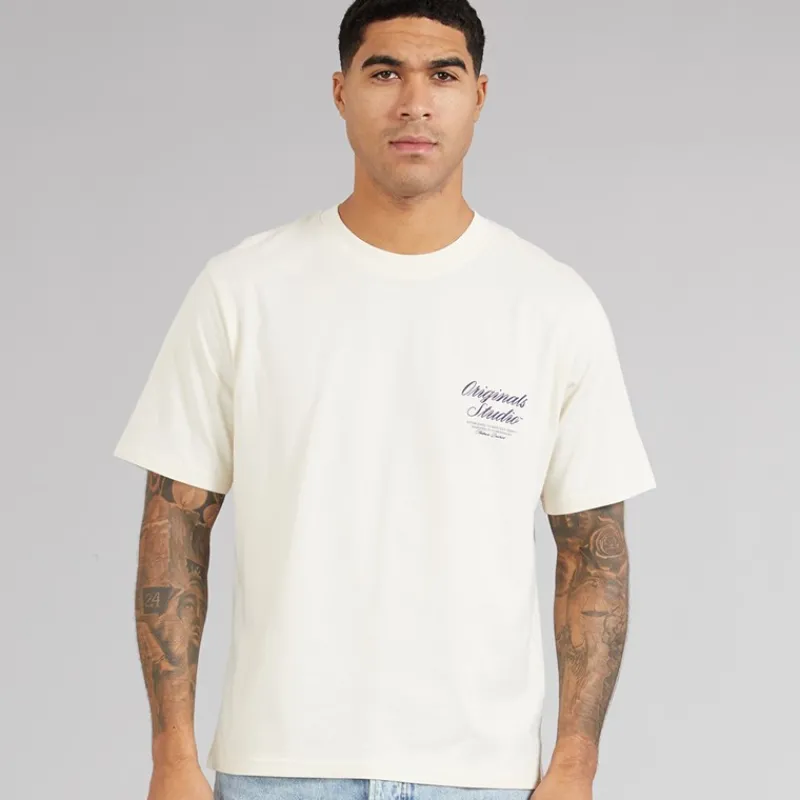 Clearance JACK & JONES Herre Norrebro Typo T-shirt Antique Hvid Off-white