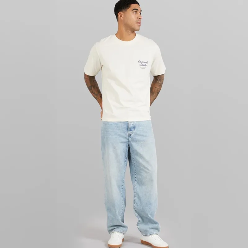 Clearance JACK & JONES Herre Norrebro Typo T-shirt Antique Hvid Off-white
