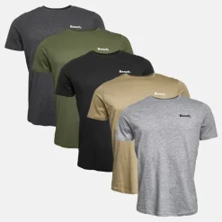 Online Bench Herre Nosti Five Pack T-shirts Sort/​Khaki/​Grå Melange/​Mørk Stone/​Kul Melange