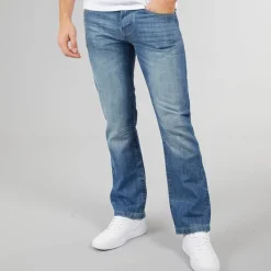Best Crosshatch Herre Nye Baltimore Bælte Jeans Straight Jeans Lyse Vask