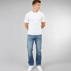 Best Crosshatch Herre Nye Baltimore Bælte Jeans Straight Jeans Lyse Vask