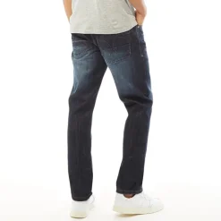 New Crosshatch Herre Nye Prægede Techno Straight Fit Jeans Mørk Vask Blå