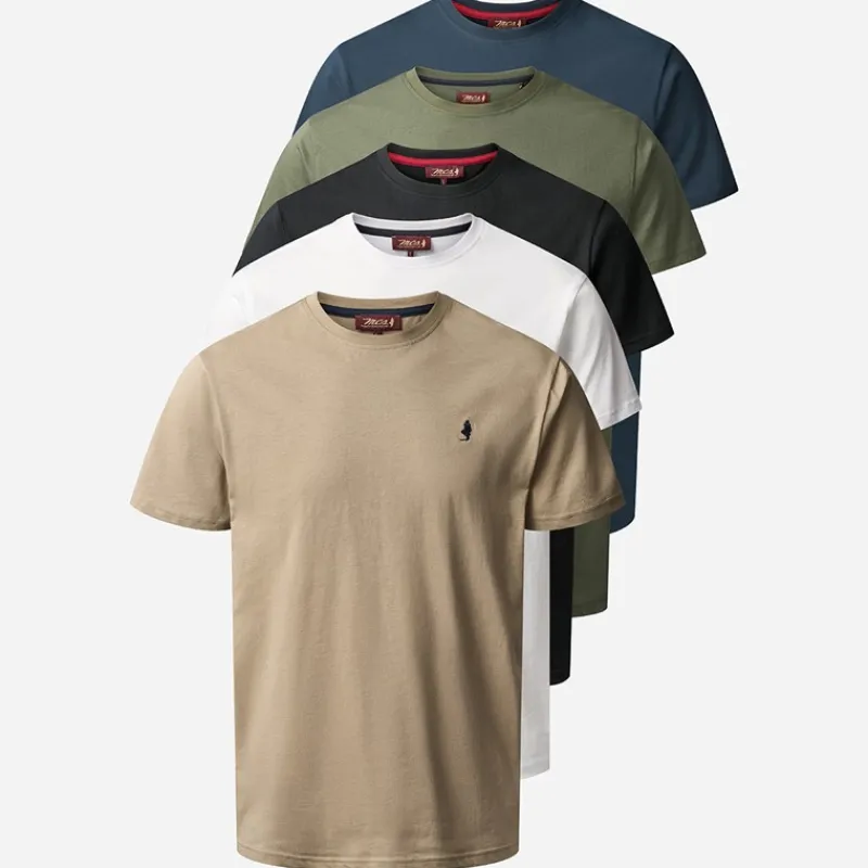 Clearance MCS Herre Ohio Fem Pak T-shirts Mørk Safir/Sko Læder/Hvid/Bille/Sølv Mink Darksap/Taps/Whi/Beetle/Smink Flerfarvet