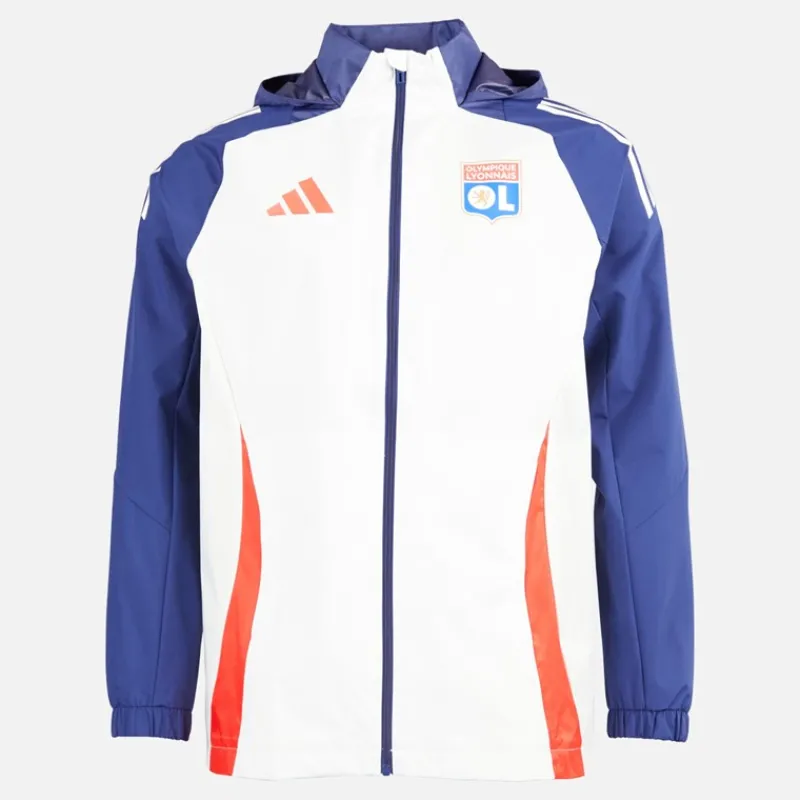 Sale adidas Herre OL Olympique Lyon All Weather Jakke White Tint/Midnight Indigo/Bright Red