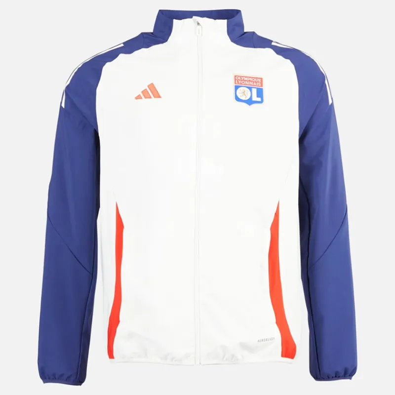 Outlet adidas Herre OL Olympique Lyon Præsentationsjakke White Tint/Midnight Indigo/Bright Red