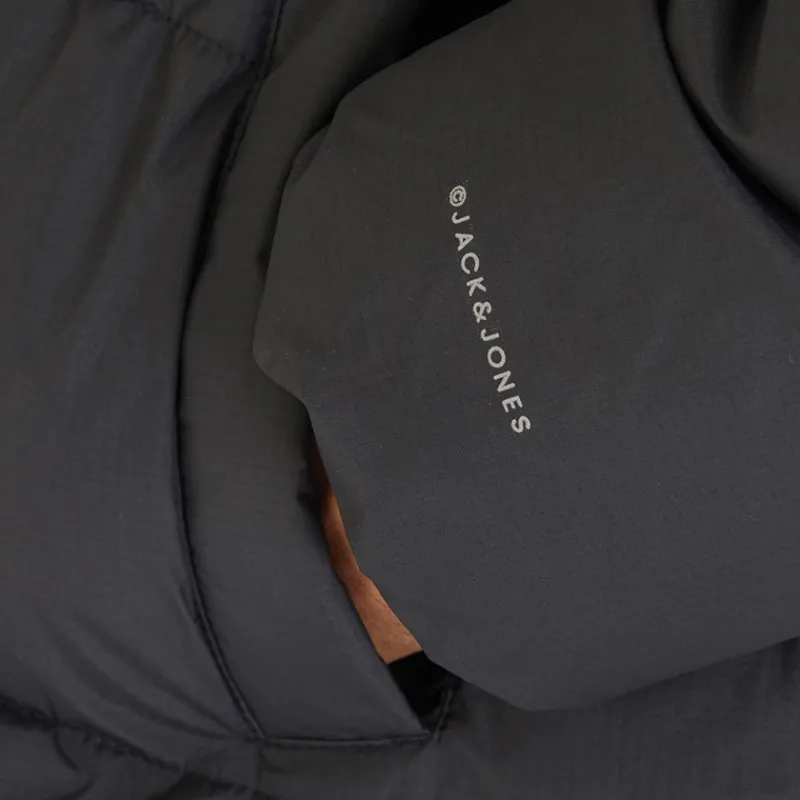New JACK & JONES Herre Otis Lang Linie Puffer Sort