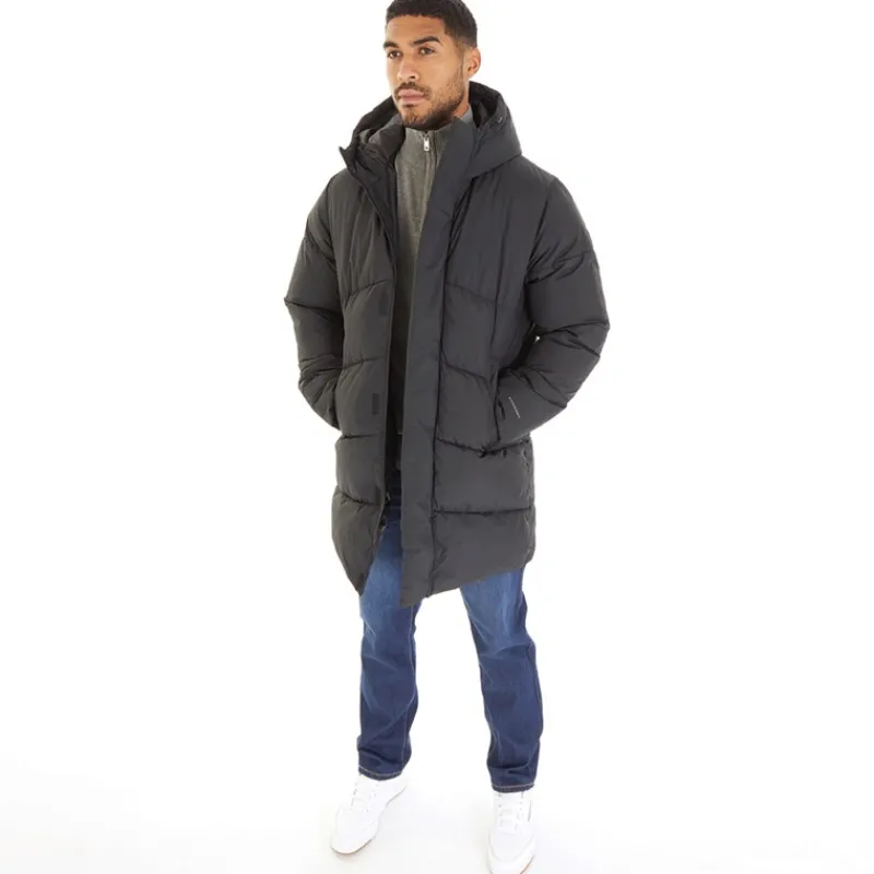 New JACK & JONES Herre Otis Lang Linie Puffer Sort