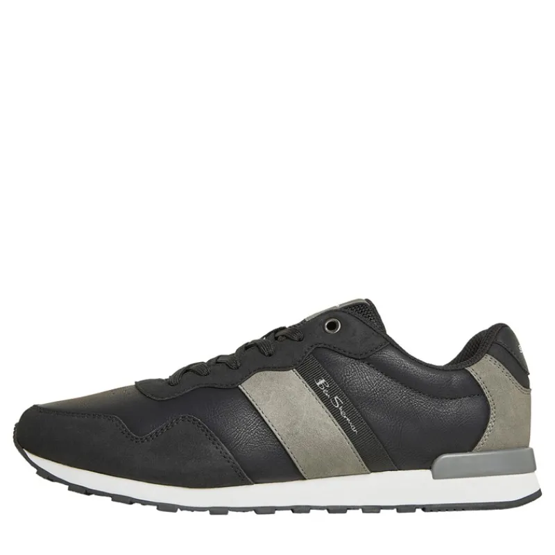 Clearance Ben Sherman Herre Owen Retro Sneakers Sort/Grå