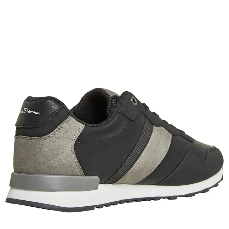 Clearance Ben Sherman Herre Owen Retro Sneakers Sort/Grå