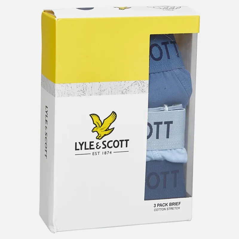 Sale Lyle And Scott Vintage Herre Owen Tre Pak Underbukser Blå Horisont/Chambray Blå/Mørk Denim