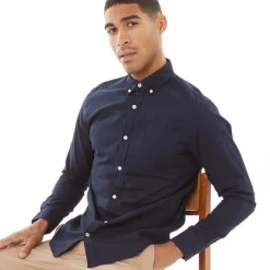 JACK & JONES Herre Oxford Langærmet shirts Marineblå Marineblå