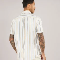 Ben Sherman Herre Oxford Stribet Kortærmet Skjorte Lyseblå