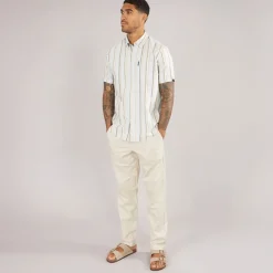 Ben Sherman Herre Oxford Stribet Kortærmet Skjorte Lyseblå