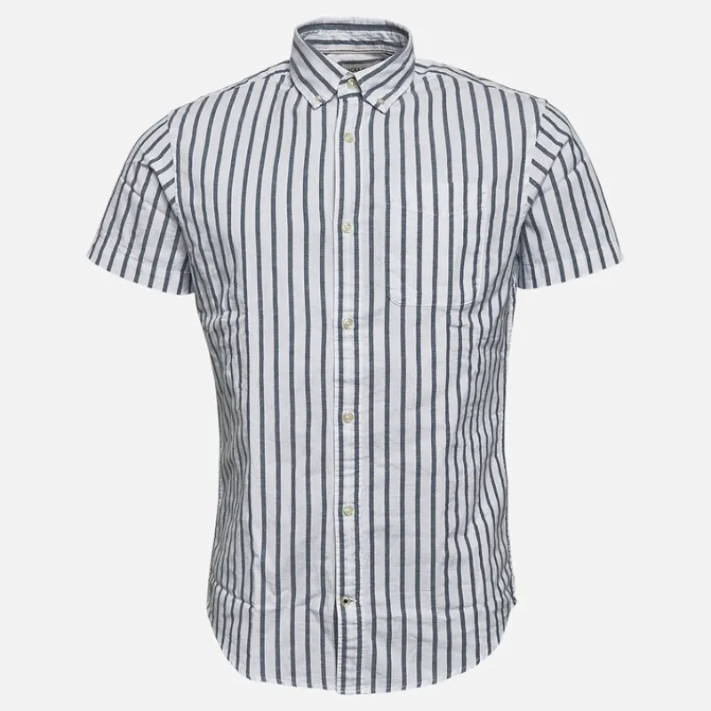 Hot JACK & JONES Herre Oxford Stripe Skjorter med korte ærmer Blå