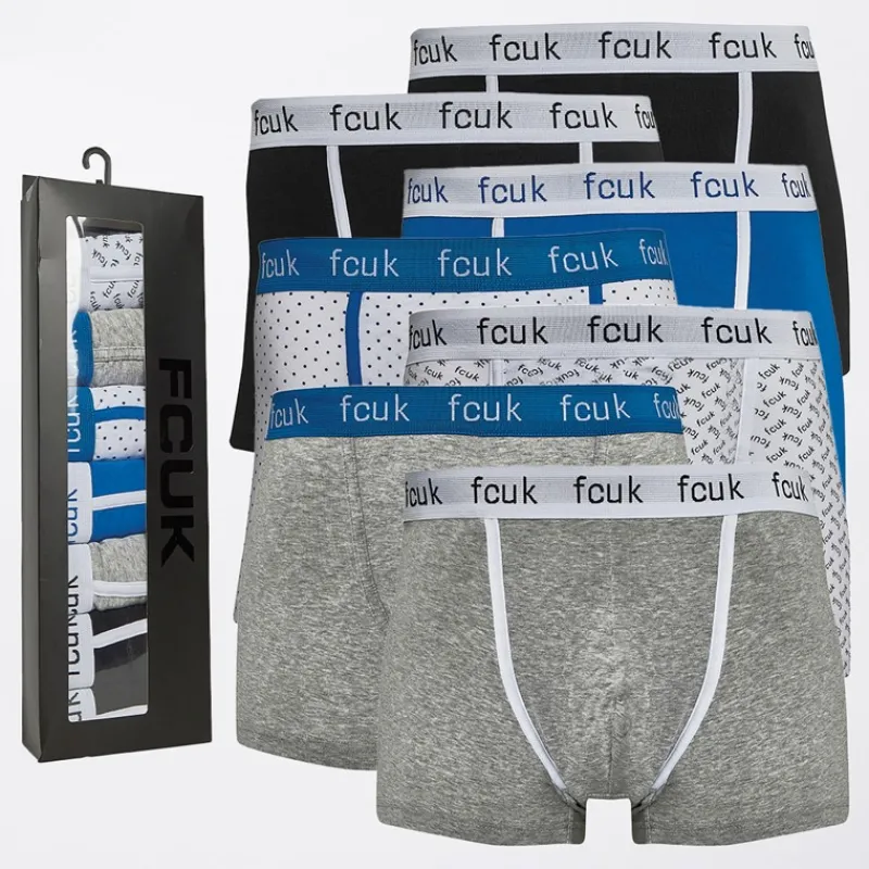 Sale French Connection Herre 7-pak Underbukser FCUK10 Sort/Sort/Lysegrå Melange/Prince/Hvid Prince Prik/Lysegrå Melange/Hvid Sort FCUK
