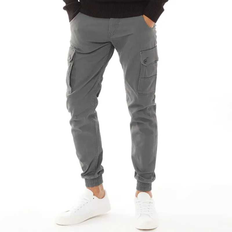 Sale JACK & JONES Herre Paul Warner AKM 111 Cargobukser Asfalt Grå