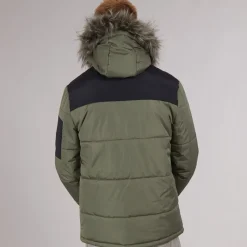 Outlet Bench Herre Pelsbesat Hætteforsynet Vatteret Ripstop Parka Khaki/​Sort kakigrøn