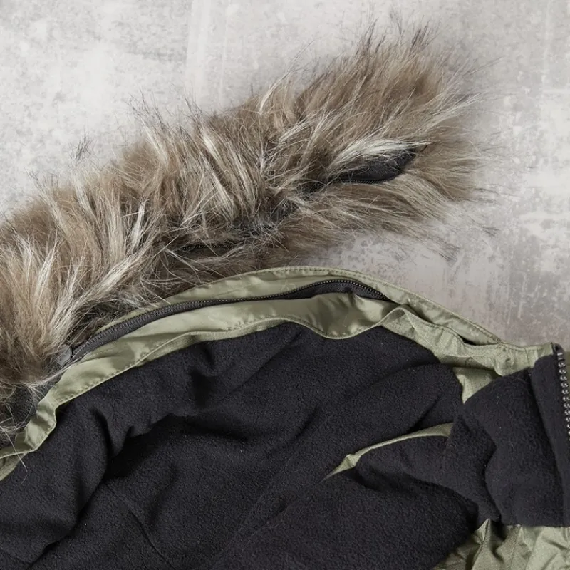 Outlet Bench Herre Pelsbesat Hætteforsynet Vatteret Ripstop Parka Khaki/Sort kakigrøn