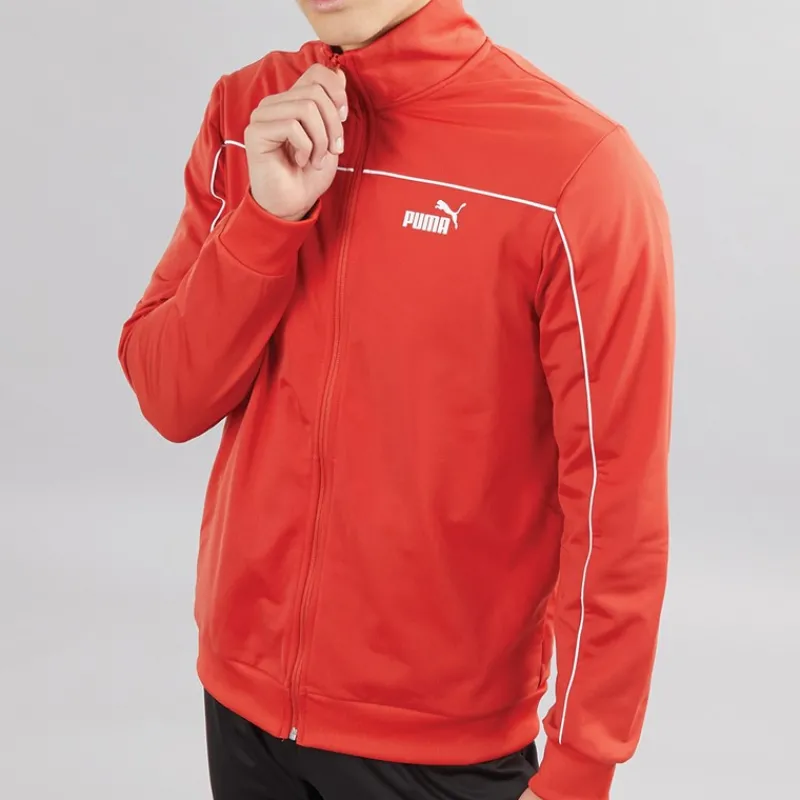 New Puma Herre Pipning Poly Træningsdragt Rød Ild Rød