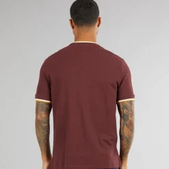 Clearance Ben Sherman Herre Pique Ringer T-Shirt Vin