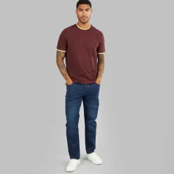 Clearance Ben Sherman Herre Pique Ringer T-Shirt Vin