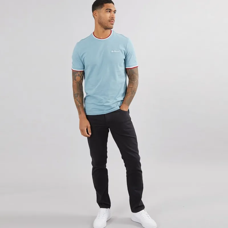 Outlet Ben Sherman Herre Pique Ringer T-shirt Petrol