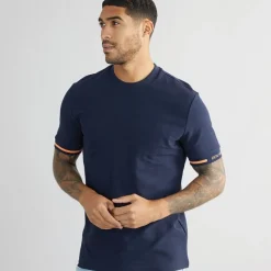 Sale Ben Sherman Herre Pique T-Shirt Mørk Marineblå Marineblå