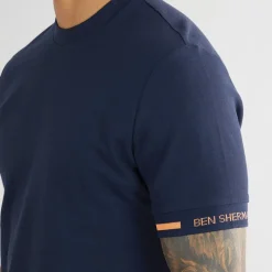 Sale Ben Sherman Herre Pique T-Shirt Mørk Marineblå Marineblå