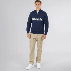 Best Bench Herre Plinth Spots 1/4 Zip Funnel Neck Sweatshirt Navy Marineblå