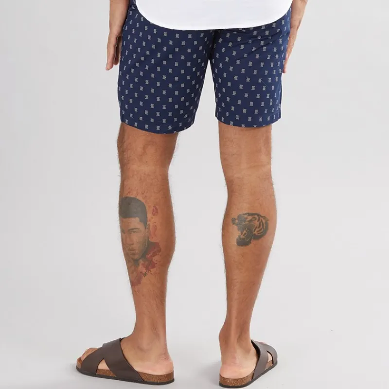 Discount Ben Sherman Herre Poplin Stribet Print Resort Shorts Mørkeblå