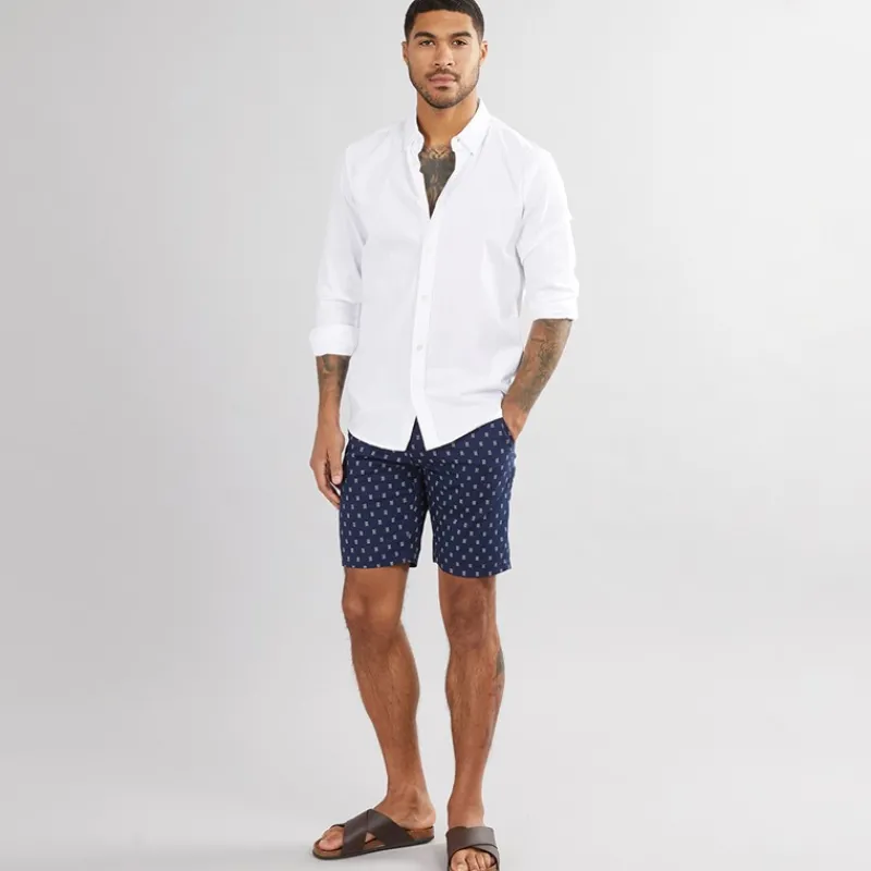 Discount Ben Sherman Herre Poplin Stribet Print Resort Shorts Mørkeblå