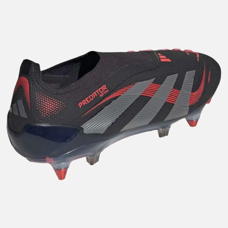 adidas Herre Predator Elite LL Snørebåndsløse Stealth Victory Pack SG Blød Bund Fodboldstøvler Core Black/Grey Four/Lucid Red