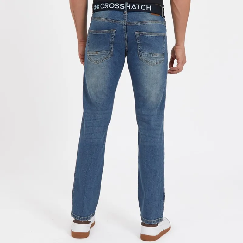Hot Crosshatch Herre Princed Jeans med lige pasform Stenvasket Stonewash
