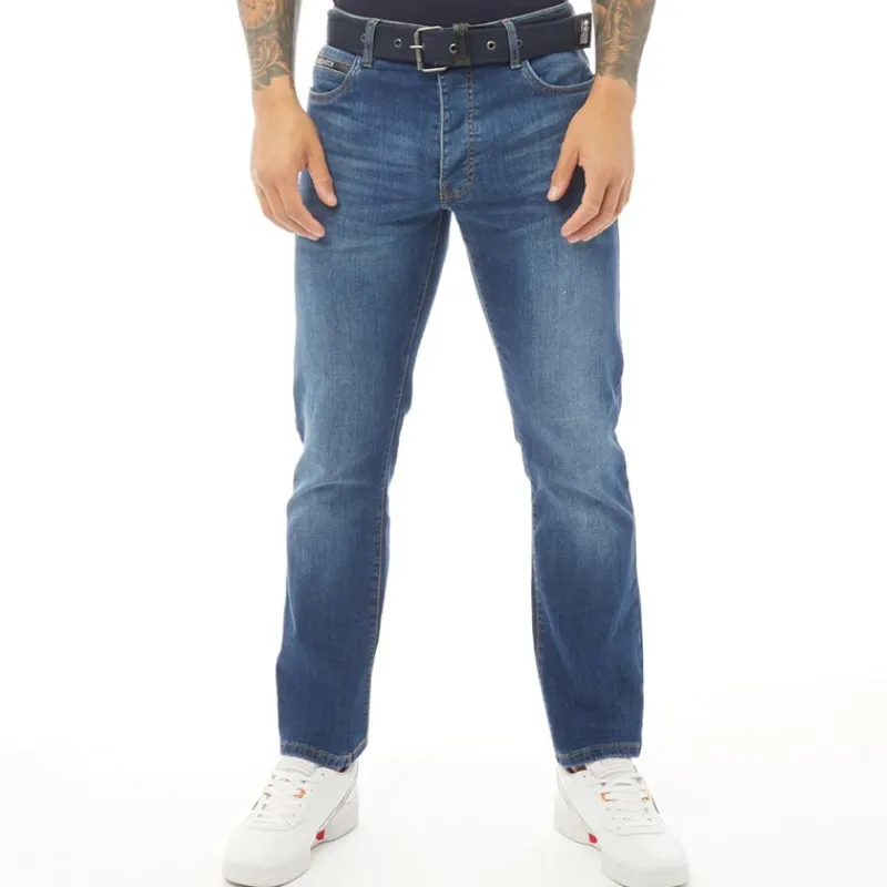 Hot Crosshatch Herre Princed Jeans med lige pasform Stenvasket Stonewash