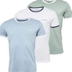 Clearance JACK & JONES Herre Ralph 3-pak T-shirts Hvid/​Ashley Blå/​Grøn Milieu