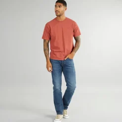 Best Levi's Herre Rød Tab Vintage T Shirt Garment Farvet Rød Maling