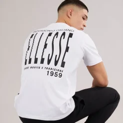 Discount Ellesse Herre Retanna Ryg Logo T-shirt /​Sort Hvid
