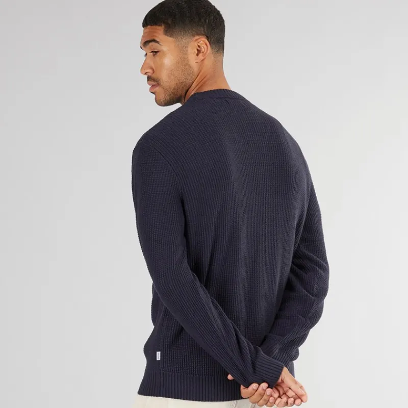Sale JACK & JONES Herre Rice Strikket Jumper Navy Blazer Marineblå