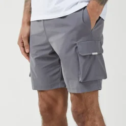 New Closure London Herre Ripstop Utility Tech Shorts Antracit Grå